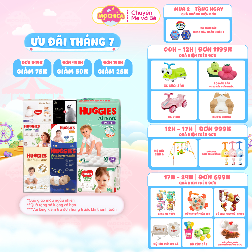 [TỔNG] Tã Bỉm Quần/Dán HUGGIES siêu cao cấp Platinum Nature Made đầy đủ size - Mochica