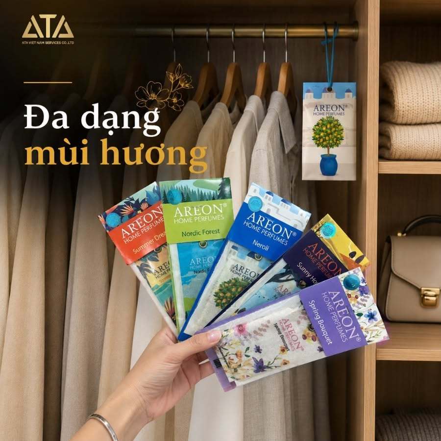 AREON SACHET - Túi Thơm Tủ Quần Áo Cao Cấp Nhiều Mùi Lựa Chọn, Khử Mùi Tủ Đồ, Ngăn Kéo, Xe Hơi