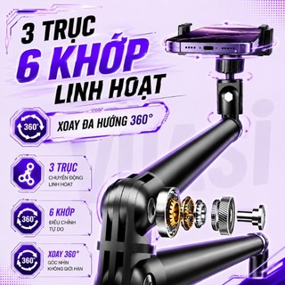 Giá Đỡ Điện Thoại Mát Tính Bảng Đa Năng VUASI L-58S/A Tặng Kèm Remote Từ Xa Bluetooth, Xoay 360 Độ