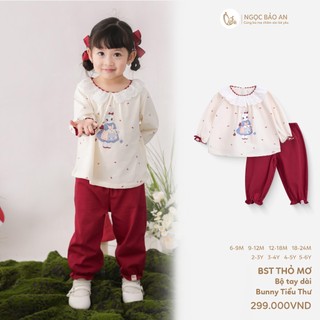 NBAN (6M-6Y) Bộ quần áo tay dài bé gái Thỏ Mơ, thời trang bé gái đáng yêu mặc nhà, đi chơi-THOMO8.25