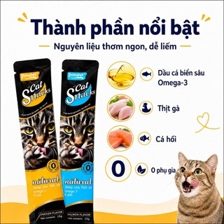 Sup Thưởng Cho Mèo 50 thanh 15g | Probiotics Hỗ Trợ Tiêu Hóa, Giảm Mùi Phân Dễ Tiêu Hóa