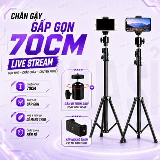 Gậy Livestream Chụp Hình VUASI 2M1,2M8, 8819,8806, Kèm Kẹp Điện Thoại, Đèn Led 3 CHÂN CAO 70CM - 2M1