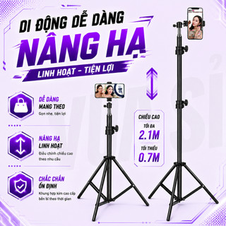 Gậy Livestream Chụp Hình VUASI 2M1,2M8, 8819,8806, Kèm Kẹp Điện Thoại, Đèn Led 3 CHÂN CAO 70CM - 2M1