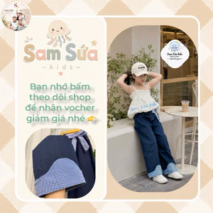 {HÀNG SẴN} 💙 QUẦN JEAN ỐNG SUÔNG CHO BÉ – Thiết Kế Đáp Kẻ Đính Nơ Nổi Bật, Form Năng Động Cá Tính | Sam Sứa Kids