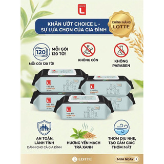 [combo 5 gói] khăn ướt Lotte choice không cồn,không paraben