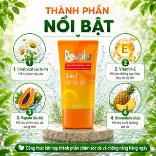 Kem chống nắng Revolu Collagen 3in1 50g nâng tông, lâu trôi, ngừa lão hóa