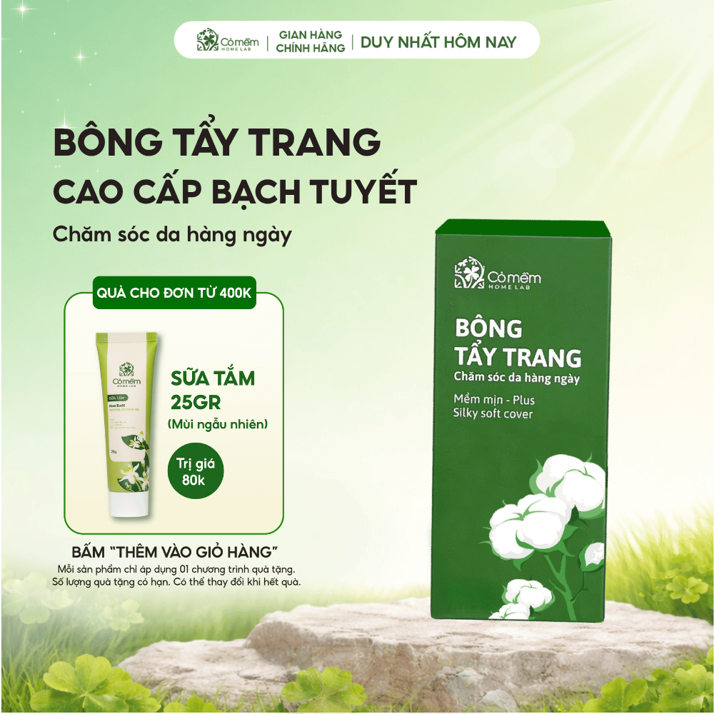 [Ngẫu Nhiên] Bông tẩy trang làm sạch da hộp 30g sạch sâu mềm mịn Cỏ Mềm