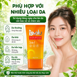 Kem chống nắng Revolu Collagen 3in1 50g nâng tông, lâu trôi, ngừa lão hóa