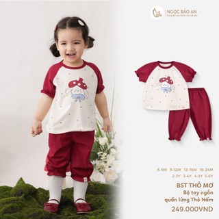 NBAN (6M-6Y) Bộ đồ lửng bé gái Thỏ Mơ, Set áo quần cotton mềm mát cho bé đi học đi chơi-THOMO8.25