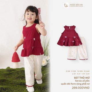 NBAN (6M-6Y) Set đồ bé gái Thỏ Mơ, áo cổ yếm quần dài form rộng mềm mát cho bé-THOMO8.25