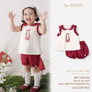 NBAN (6M-6Y) Bộ đồ ngắn bé gái Thỏ Mơ, Set quần áo cotton mềm mát cho bé mặc hè-THOMO8.25