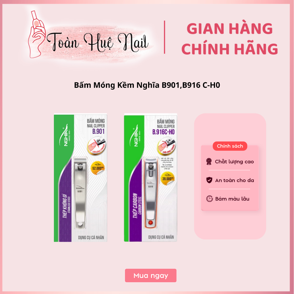 Bấm Móng Kềm Nghĩa B901,B916 C-H0: Lưỡi Bằng Bản Lớn (Inox), Bền Lâu Dài. Thiết Kế Thuận Tay Châu Á.