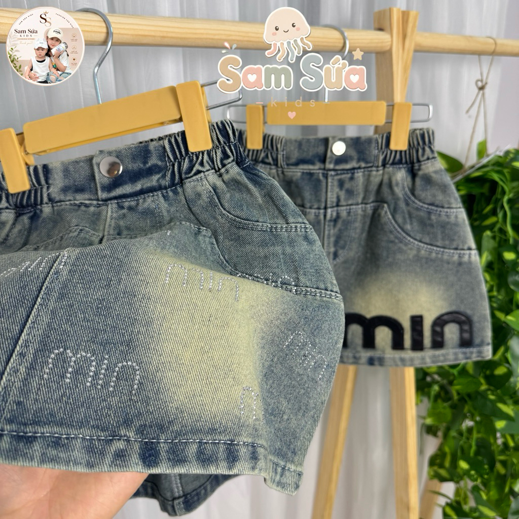 {HÀNG SẴN} 💙 CHÂN VÁY JEAN BÉ GÁI MINMIN – Dáng Chữ A Xinh, Chất Jean Mềm, Phong Cách Năng Động | Sam Sứa Kids