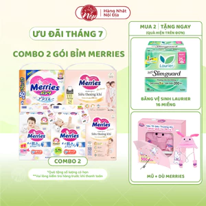 Tã/bỉm quần Merries NB76+6/S70+6 /M56+4/ M52+6/L44+6/XL38+6 - nepshop1
