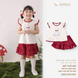 NBAN (6M-6Y) Set váy bé gái Thỏ Mơ, áo cánh tiên phối chân váy mềm mát dễ thương bé đi chơi-THOMO