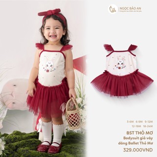 NBAN (3M-24M) Body đầm bé gái dáng ballet Thỏ Mơ, bodysuit giả váy xinh xắn cho bé-THOMO8.25