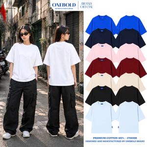 Áo Thun Trơn BOXY Brand ONEBOLD Cotton270Gsm Form Rộng, Áo Phông Dễ Phối Đồ Phong Cách Basic - OB022