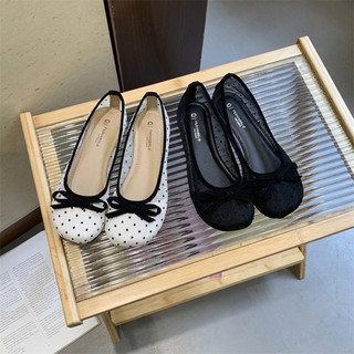 [FORM RỘNG LÙI 1 SZ] Giày Búp Bê Chấm Bi Thiết Kế Nơ Xinh Xắn Phong Cách Ulzzang Mã L224