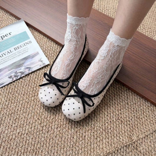 [FORM RỘNG LÙI 1 SZ] Giày Búp Bê Chấm Bi Thiết Kế Nơ Xinh Xắn Phong Cách Ulzzang Mã L224