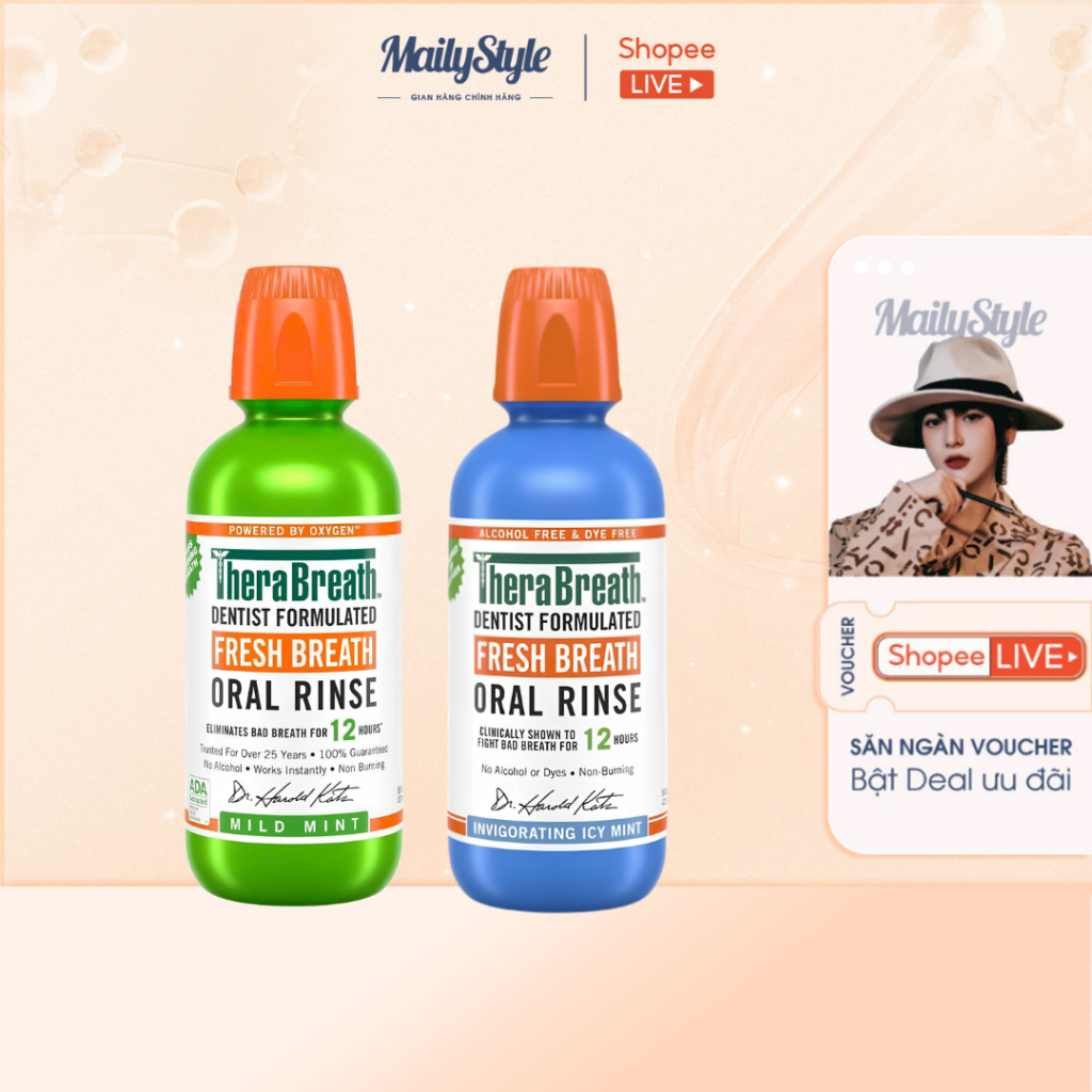 E19_ Nước súc miệng TheraBreath Mint Fresh Breath 473ml