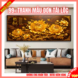 Tranh Hoa Mẫu Đơn Tráng Gương Treo Phòng Khách Mang Lại May Mắn Tài Lộc - Tranh Hoa Lá Khổ Lớn Phong Thủy Mẫu Mới Nhất