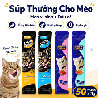 Sup Thưởng Cho Mèo 50 thanh 15g | Probiotics Hỗ Trợ Tiêu Hóa, Giảm Mùi Phân Dễ Tiêu Hóa
