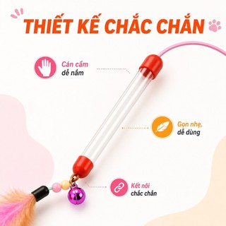 Cần Câu Mèo - Bộ Đồ Chơi Mèo Vui Nhộn, Thiết Kế Chắc Chắn, Phù Hợp Mèo Con & Mèo