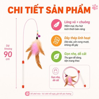 Cần Câu Mèo - Bộ Đồ Chơi Mèo Vui Nhộn, Thiết Kế Chắc Chắn, Phù Hợp Mèo Con & Mèo