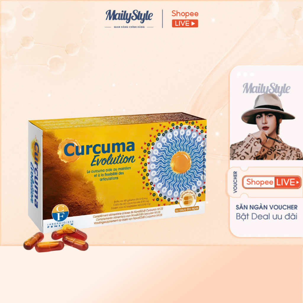 A30_Thực Phẩm Bảo Vệ Sức Khỏe Curcuma Evolution Curcumin (Hộp 60 Viên)