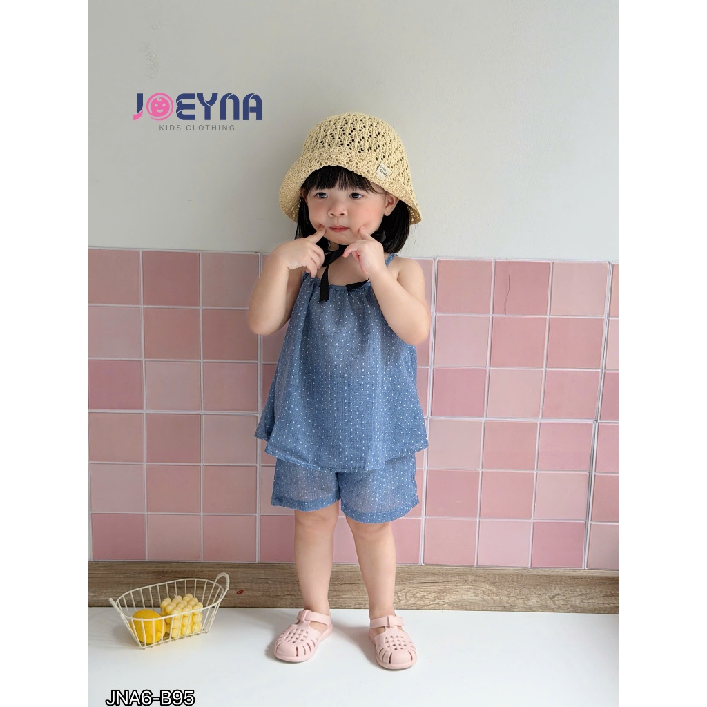 Bộ 2 dây Joeyna B95 họa tiết chấm bi siêu xinh cho bé 8-24kg