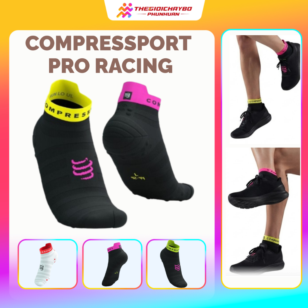 Vớ Thể Thao Compressport Pro Racing Socks v4.0 - Chống Phồng Rộp, Thoáng Khí, Hỗ Trợ Vòm Chân
