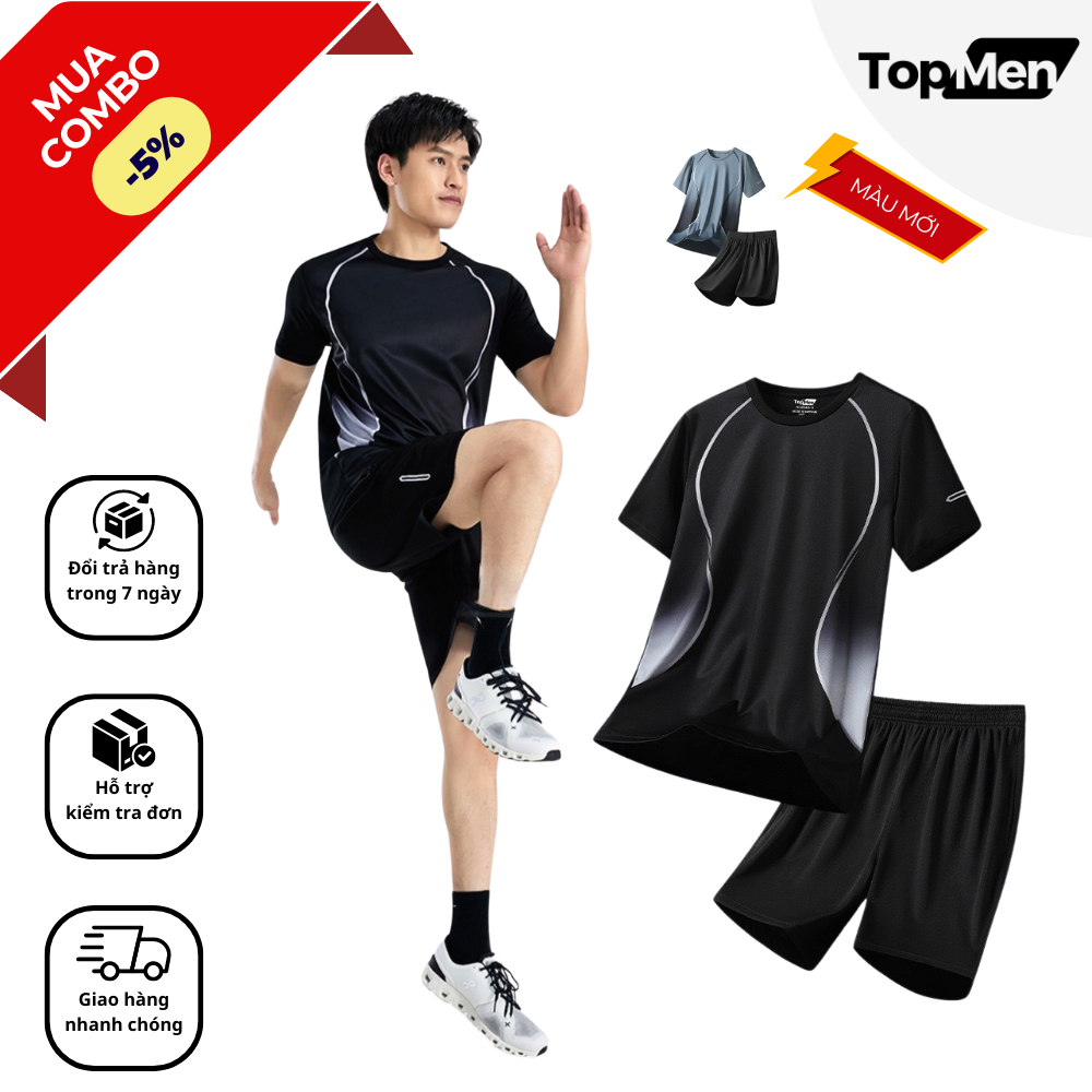 Bộ đồ thể thao nam vải thun co dãn thoáng khí đủ size M – 4XL mã T-01 – TOPMEN
