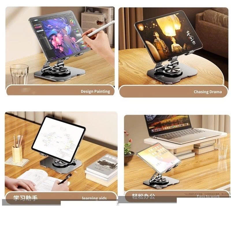 Giá Đỡ iPad Xoay 360 Độ Gập Gọn, Chắc Chắn, Đa Năng, Giá Đỡ Laptop, Máy Tính Bảng Full Thép CarBon