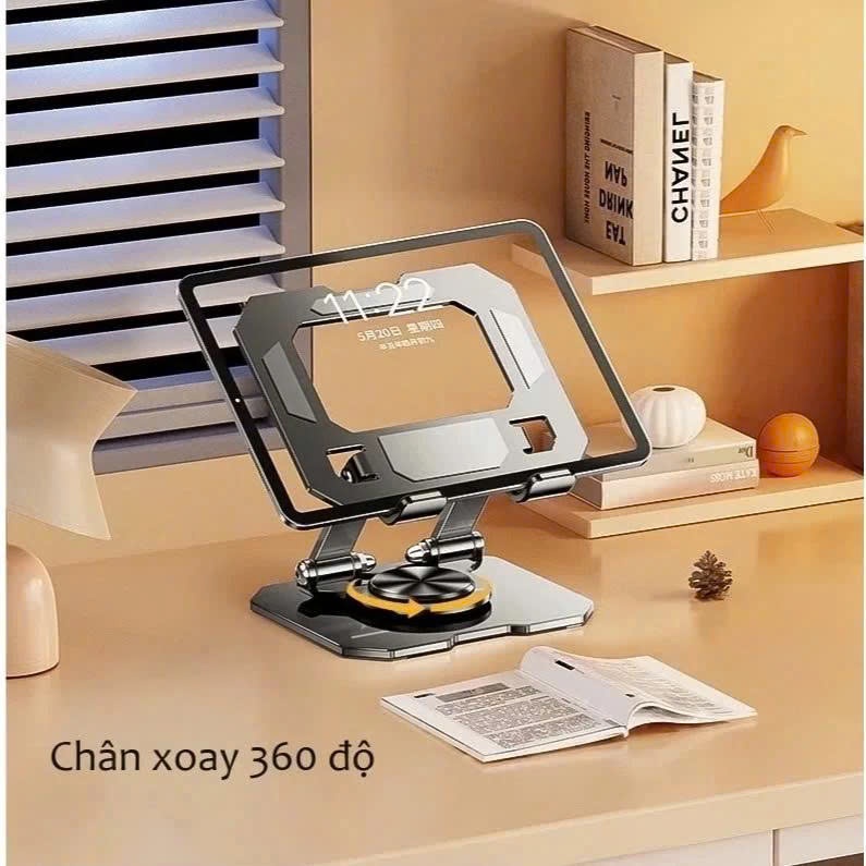 Giá Đỡ iPad Xoay 360 Độ Gập Gọn, Chắc Chắn, Đa Năng, Giá Đỡ Laptop, Máy Tính Bảng Full Thép CarBon