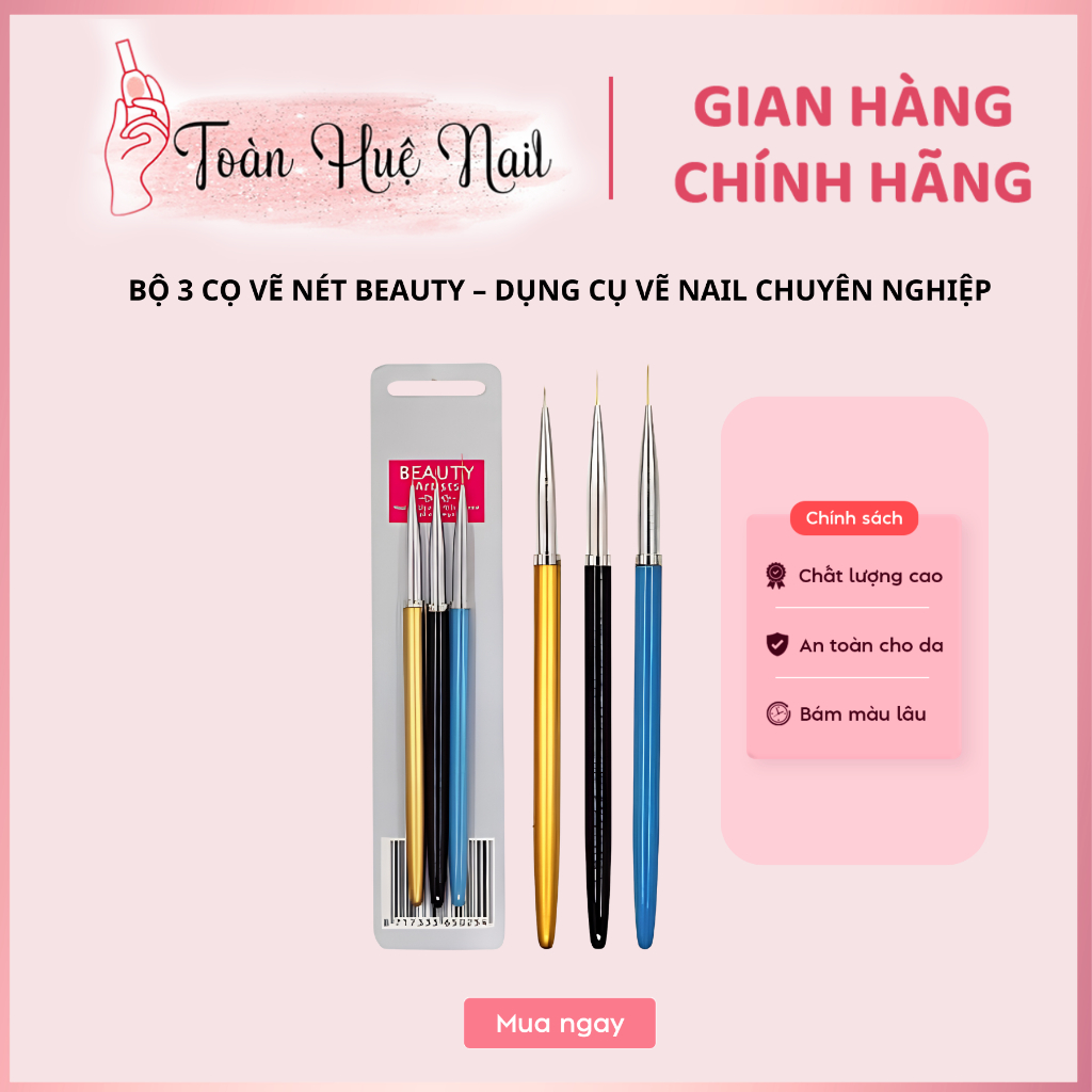 BỘ 3 CỌ VẼ NÉT BEAUTY – DỤNG CỤ VẼ NAIL CHUYÊN NGHIỆP