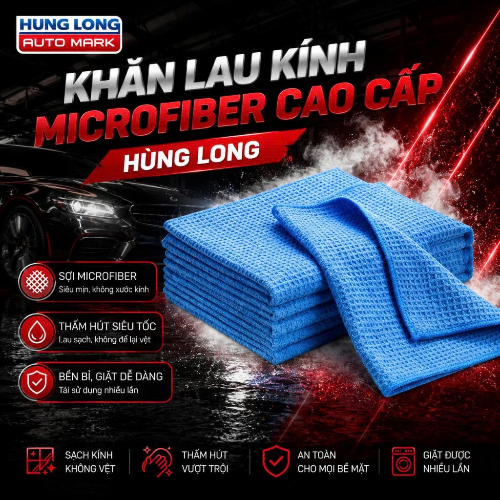 Khăn Lau Kính Microfiber Cao Cấp Đa Năng Thấm Hút X7 Dùng Cho Xe Hơi, Gia Đình, Không Bụi Vải, Không Bông Xù | BigBuy360 - bigbuy360.vn