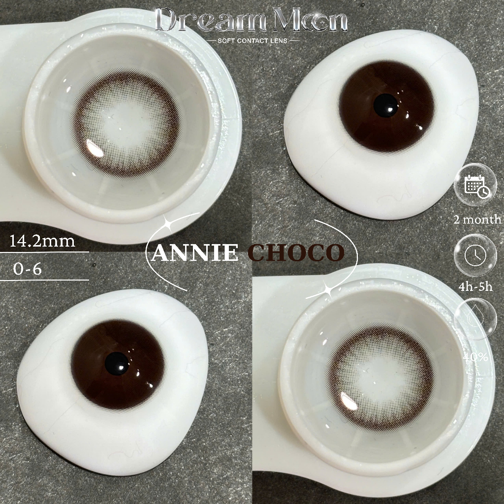 [LENS 6 Tháng] Kính áp tròng DREAMOON Annie choco, size vừa (Tặng Khay Gương)