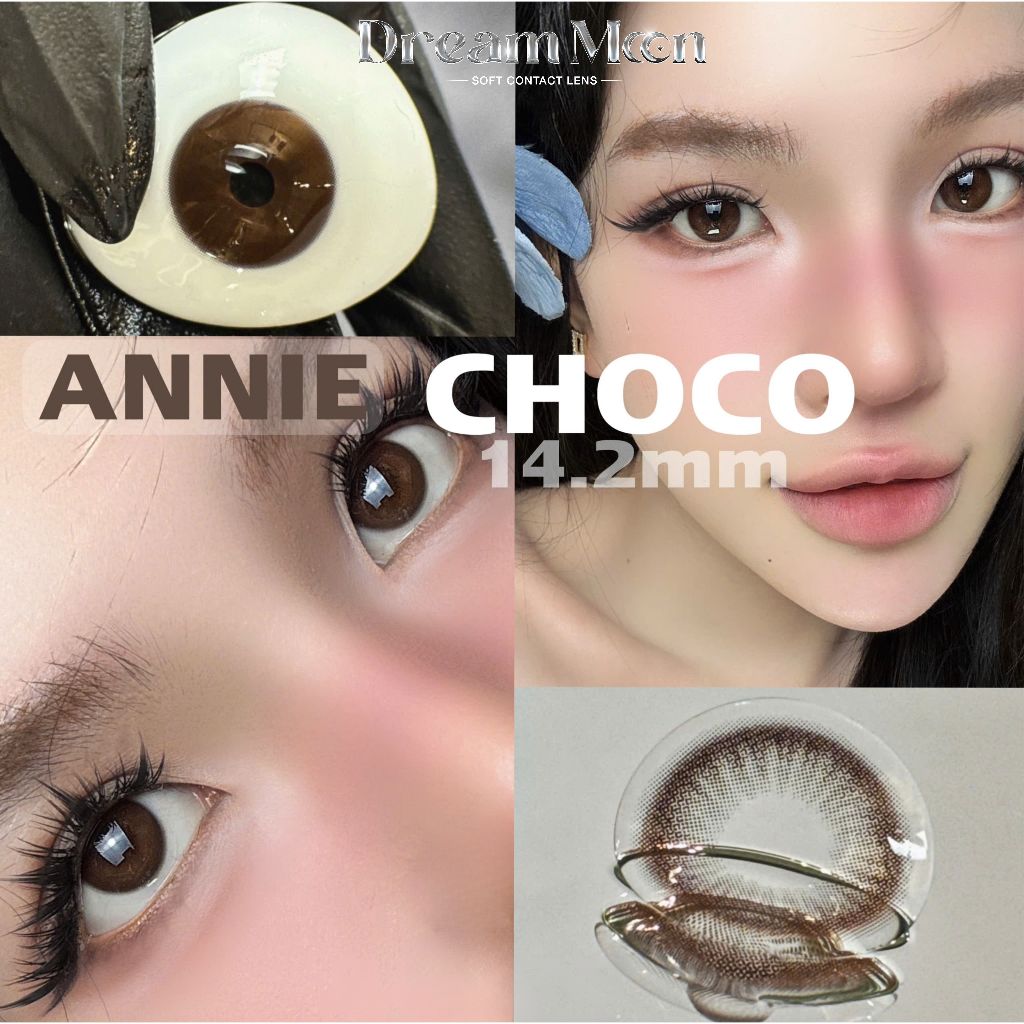 [LENS 6 Tháng] Kính áp tròng DREAMOON Annie choco, size vừa (Tặng Khay Gương)