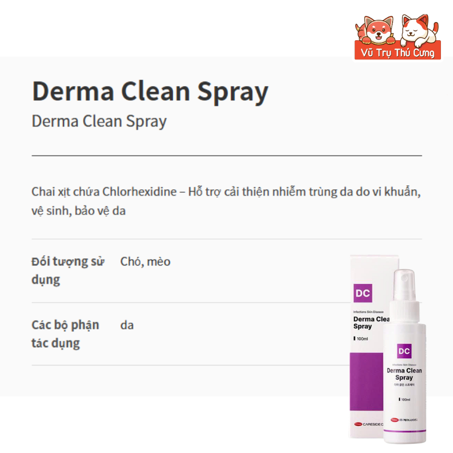 Dung Dịch Xịt Nấm Cho Chó Mèo Derma CareSide 100ml / Fungikur 50ml