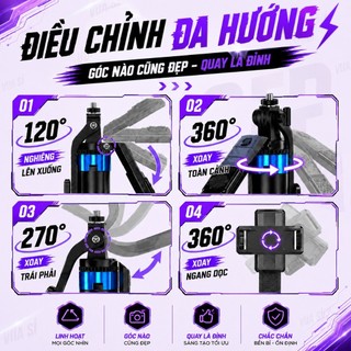 Tripod Selfie VUASI P525, P185 PLUS Có Nút Tự Mở 4 Chân CAO 1M8 Gấp Gọn 30cm, KÈM REMOTE BLUETOOTH