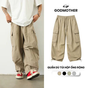 Quần Dù Túi Hộp Ống Rộng GODMOTHER Quần Vải Dù Unisex Form Rộng Phong Cách Trẻ Trung Năng Động