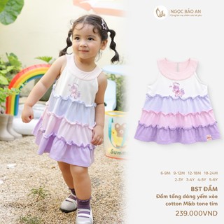 NBAN (6M-6Y) Đầm Tầng Bé Gái, Váy Dáng Xòe Chất Cotton Dễ Thương Mềm Mát Cho Bé Đi Chơi Chụp Hình