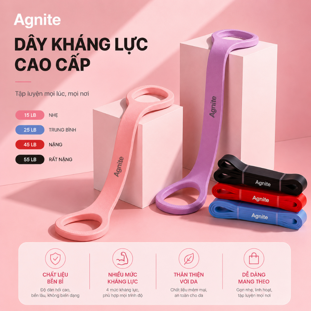 Dây Kháng Lực AGNITE Đa Năng - Dây Kháng Lực Tập Toàn Thân Hỗ Trợ Tập Luyện Thể Thao Tiện Lợi Tại Nhà