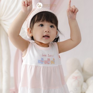 NBAN (6M-6Y) Đầm Tầng Bé Gái, Váy Dáng Xòe Chất Cotton Dễ Thương Mềm Mát Cho Bé Đi Chơi Chụp Hình