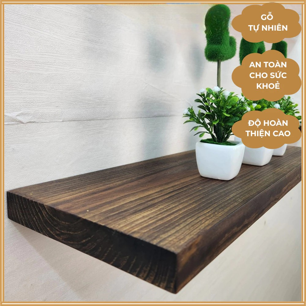 [FURNI HOME] Kệ gỗ gắn tường bằng vít âm gỗ thông tự nhiên nguyên tấm Mộc Mạc decor phòng khách, homestay góc học tập