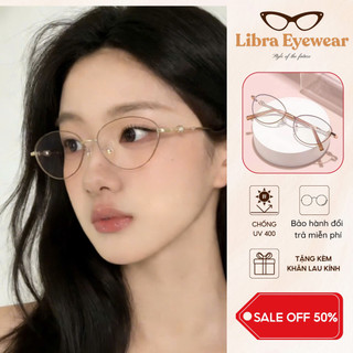 [MUA 1 TẶNG 1 PHỤ KIỆN] Kính gọng cận oval Libra phong cách Hàn Quốc chống ánh sáng xanh