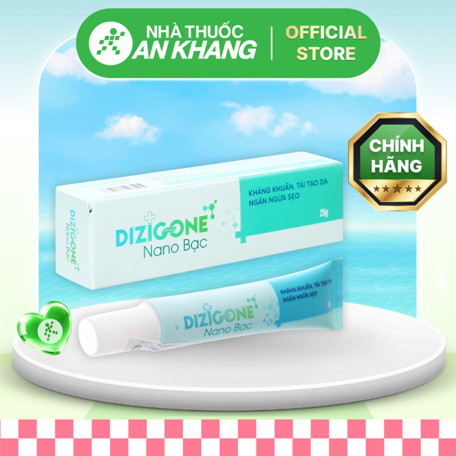Kem Dizigone Nano Bạc kháng khuẩn, ngừa sẹo tuýp 25g [Nhà Thuốc An Khang - Chính Hãng 100%]