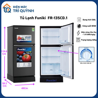 Tủ Lạnh Funiki 130 Lít FR-135CD.1, Tủ Lạnh 2 Cánh Tiết Kiệm Điện, Êm Ái Bảo hành 24 Tháng Tại Nhà