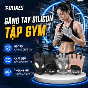 Găng Tay Tập Gym Aolikes chống trượt đệm Silicon thoáng khí bảo vệ tay tập gym, yoga