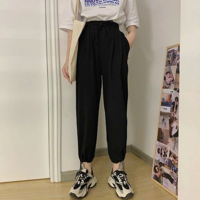 Quần dài nỉ trơn bo rút gấu nam nữ đủ size 40-68kg